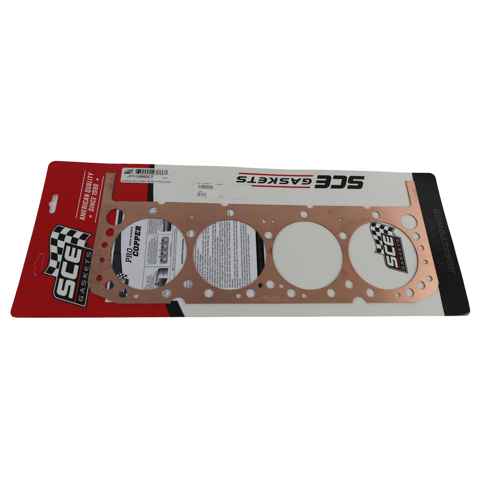 SCE Pro Copper Head Gaskets P110662LT Gasket, Copper, 4.060 in. Bore, 0.062 in. Thickness, Chevy, LT Small Block, Each