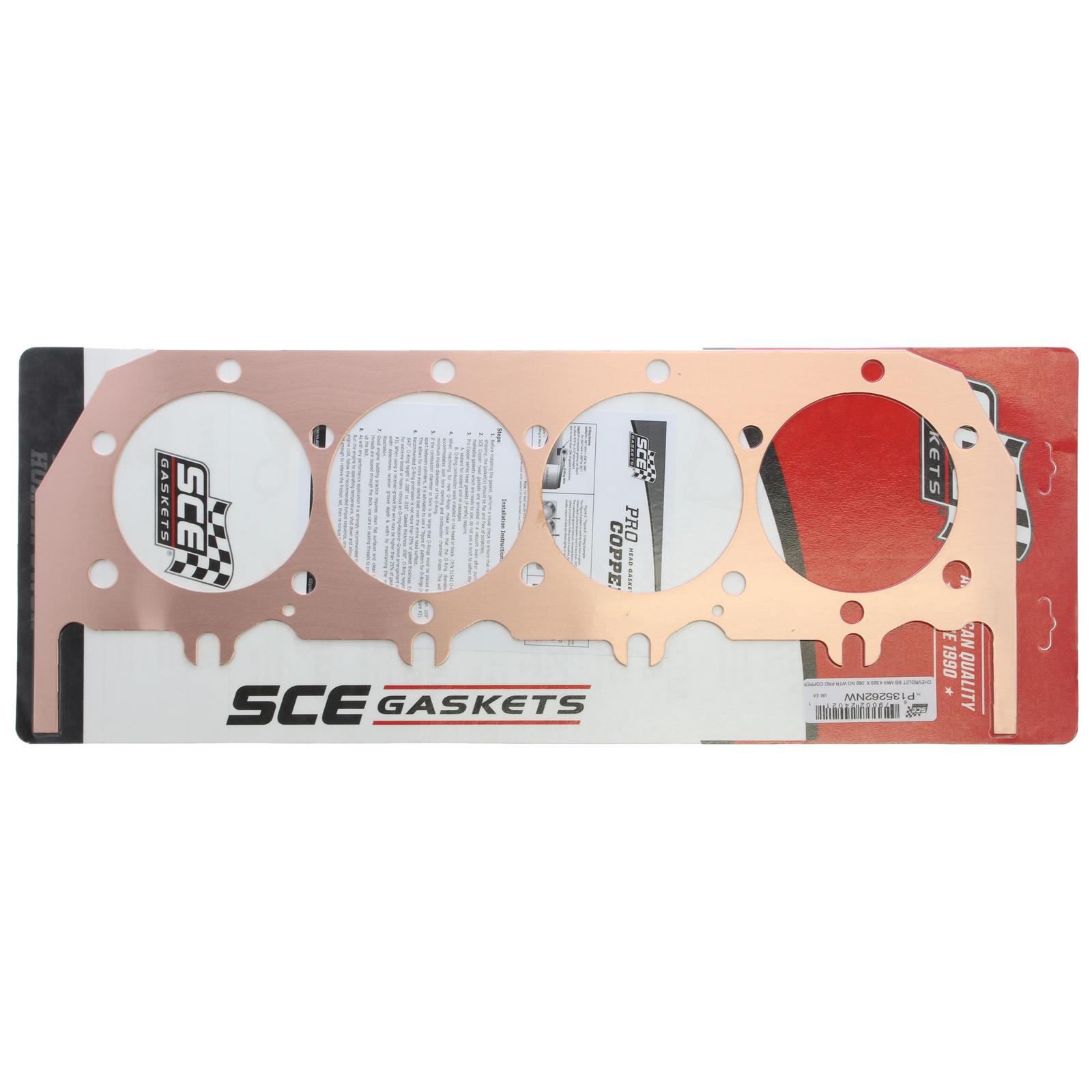 SCE Pro Copper Head Gaskets P135262NW Gaskets, Copper, 4.520 in. Bore, 0.062 in. Compressed Thickness, No Water Holes, Chevrolet, Big Block Mark IV, Each