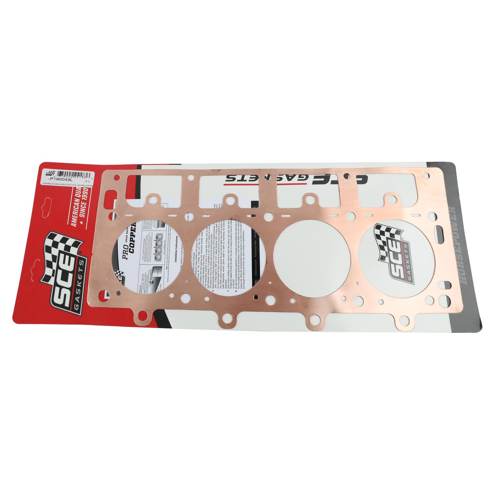SCE Pro Copper Head Gaskets P190043L Gasket, Copper, Left Side, 4.010 Bore, 0.043 in. Compressed Thickness, Chevy, LS/LSX/LS7, Each