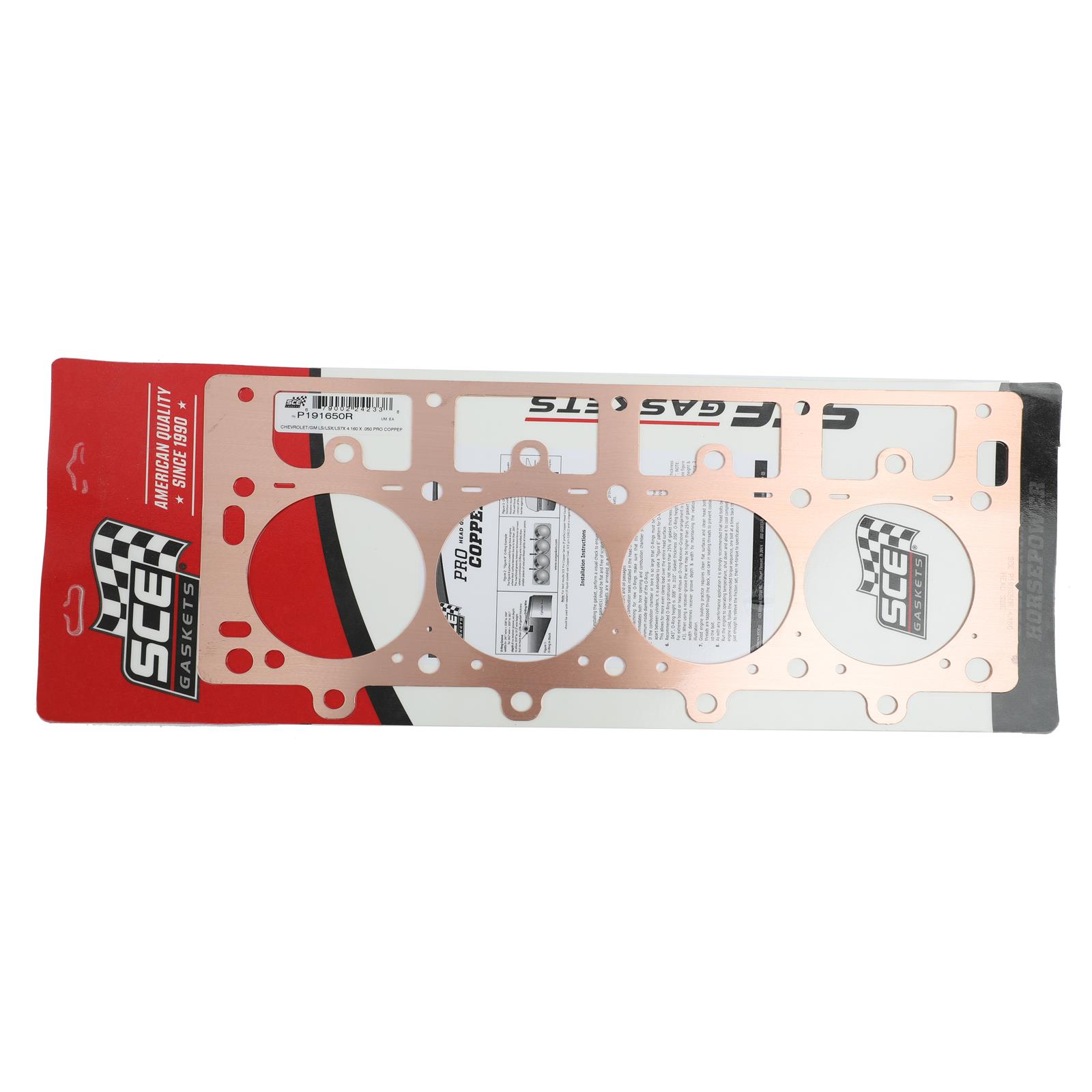 SCE Pro Copper Head Gaskets P191650R Gasket, Copper, Right Side, 4.160 Bore, 0.050 in. Compressed Thickness, Chevy, LS/LSX/LS7, Each