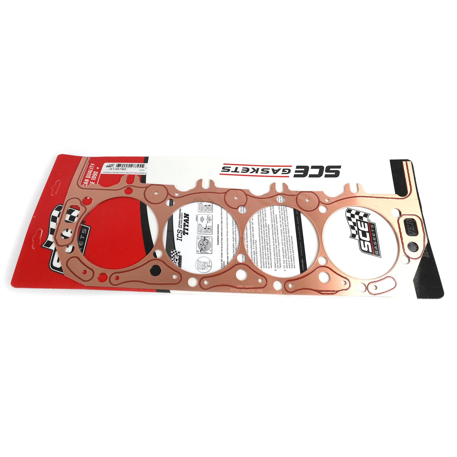 SCE ICS Titan Copper Head Gaskets S135780 Gaskets, Titan, Copper, 4.570 in. Bore, .080 in. Compressed Thickness, Chevy, Big Block, Each
