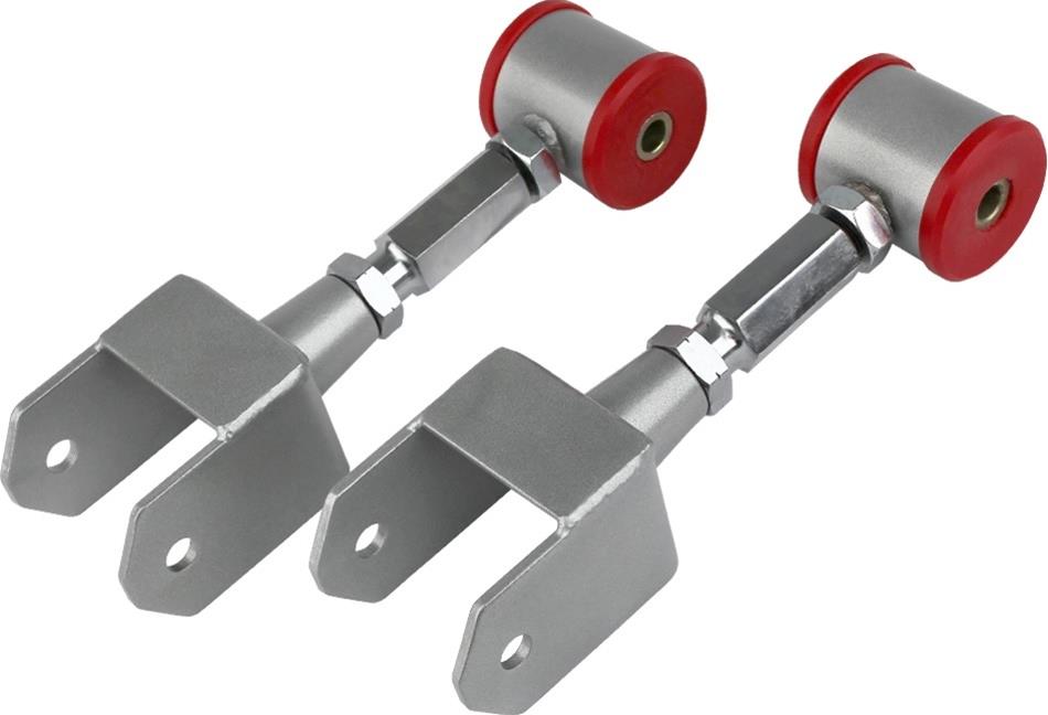 Steeda Heavy-Duty Adjustable Control Arms for 1979-2004 MUSTANG - 555-4100 Arms, Rear, Upper, Steel, Silver Powdercoated, Polyurethane Bushings, Ford, Pair