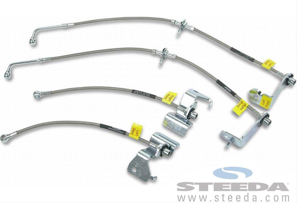 Steeda 555 6027 Mustang Stainless Braided Hose Front & Rear Brake Lines  (15-22)