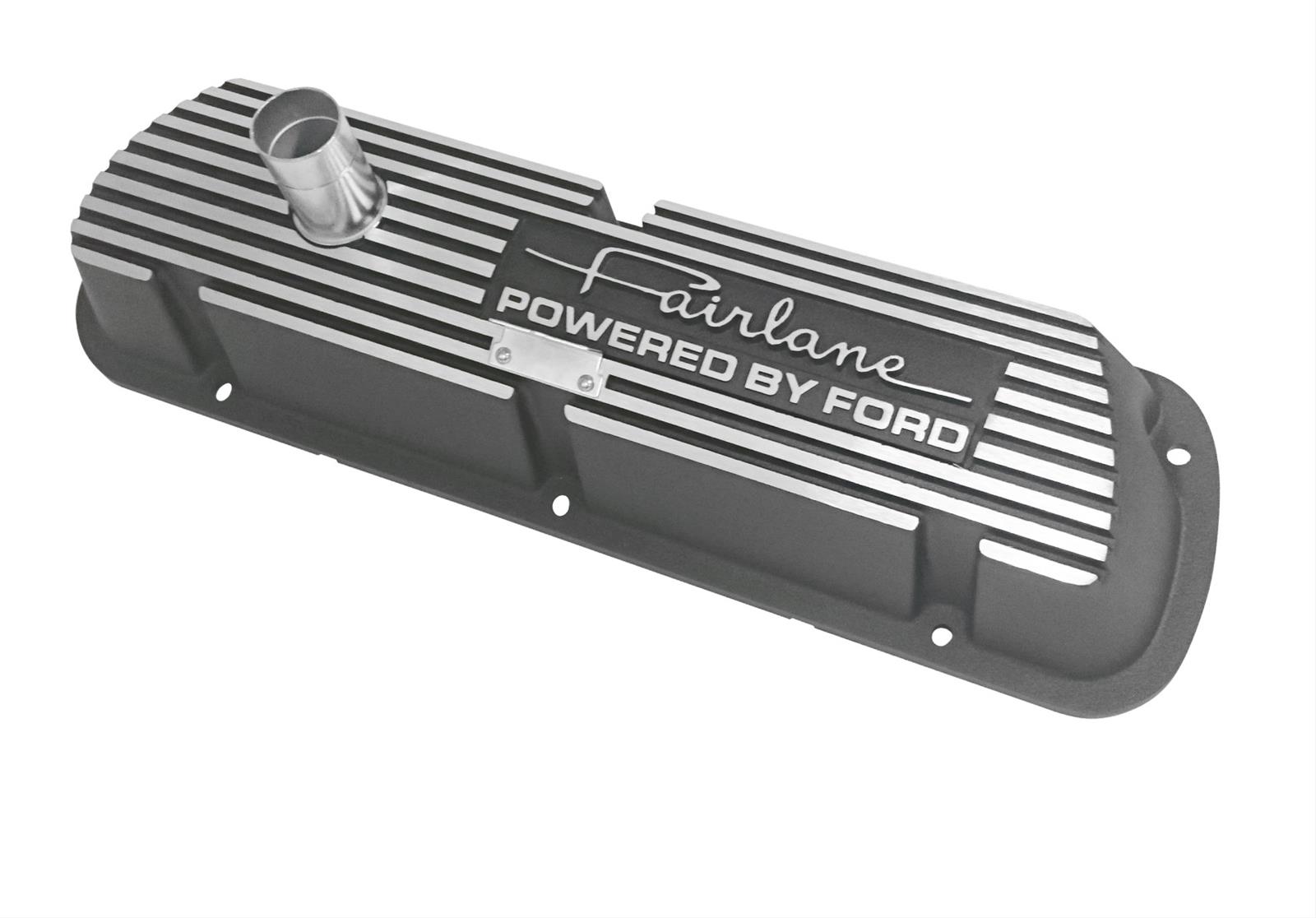 Scott Drake Classic Aluminum Valve Covers 6A582-FL Covers, Classic, Perimeter Bolt Mounting, Black, Ford Fairlane Logo, Ford, Small Block Windsor, Pair thumbnail 2