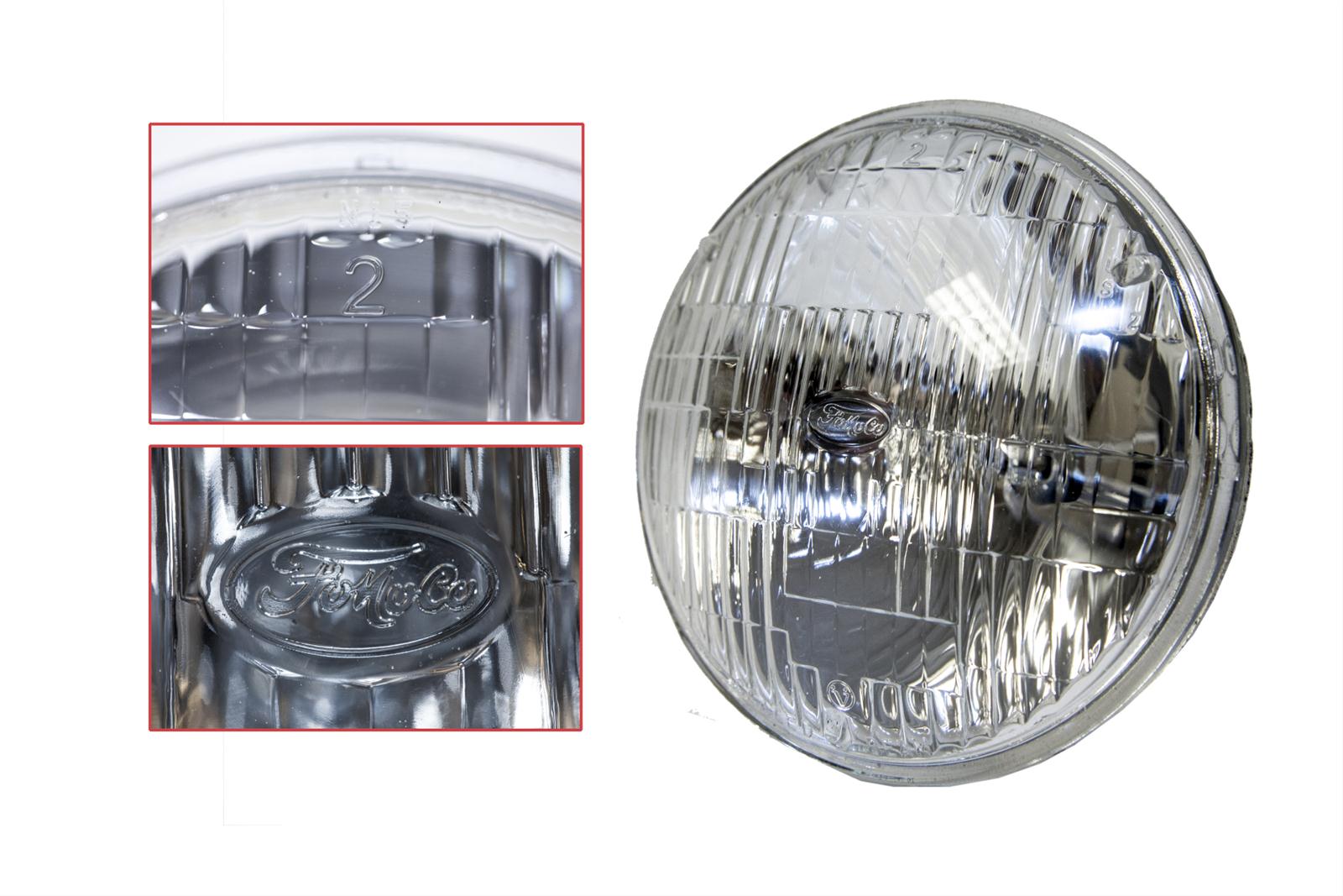 Scott Drake Halogen Sealed Beam Headlamps B8AZ-13007-A Headlight, Beam, Round, Dual Position, Ford, Mercury, Each
