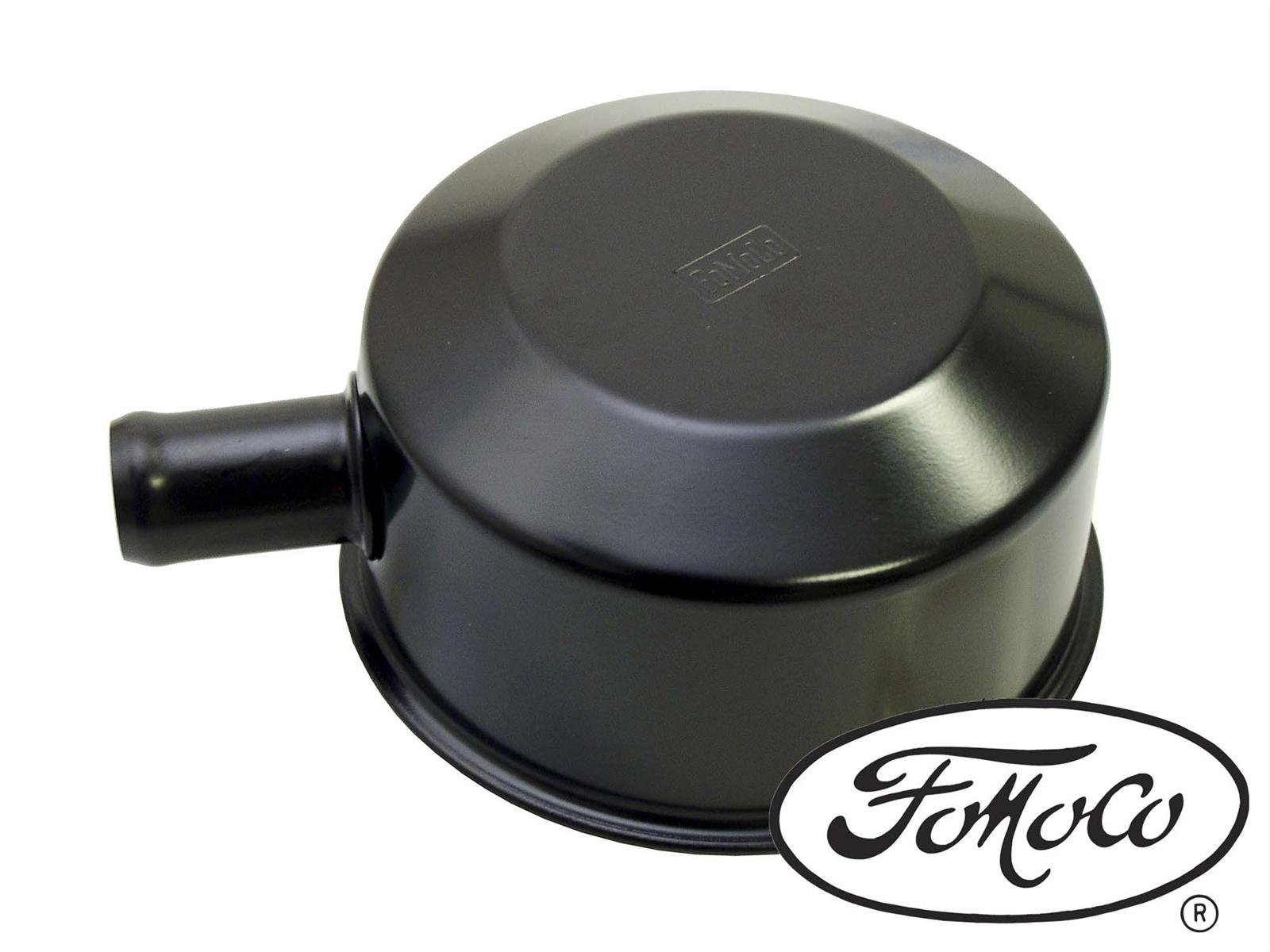 Scott Drake Valve Cover Oil Caps C5ZZ-6766-B Cap, Round, Push-in, Steel, Black, FoMoCo Top Style, Vent Tube, Ford, Each