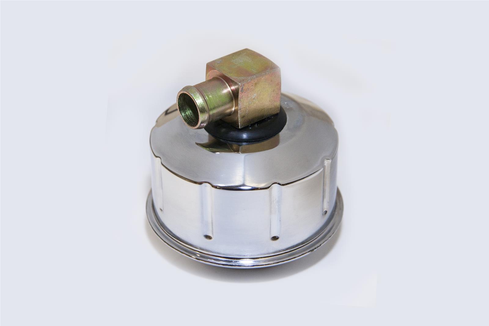 Scott Drake Valve Cover Oil Caps C8AZ-6766-BC Cap, Round, Push-In, Steel, Chrome, Autolite Top Style, PCV Elbow, Ford, Each