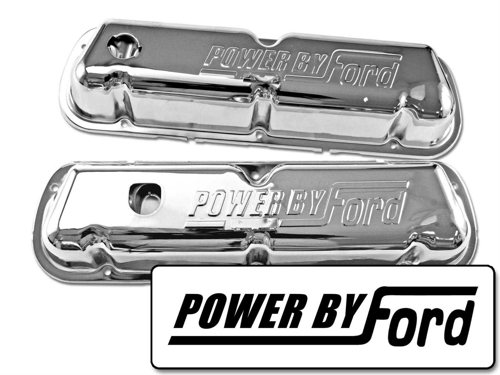 Scott Drake Original-Style Valve Covers C8OZ-6A582-C Covers, Original-Style, Stock Height, Chrome, Powered by Ford Top Style, Ford, Small Block Windsor, Pair