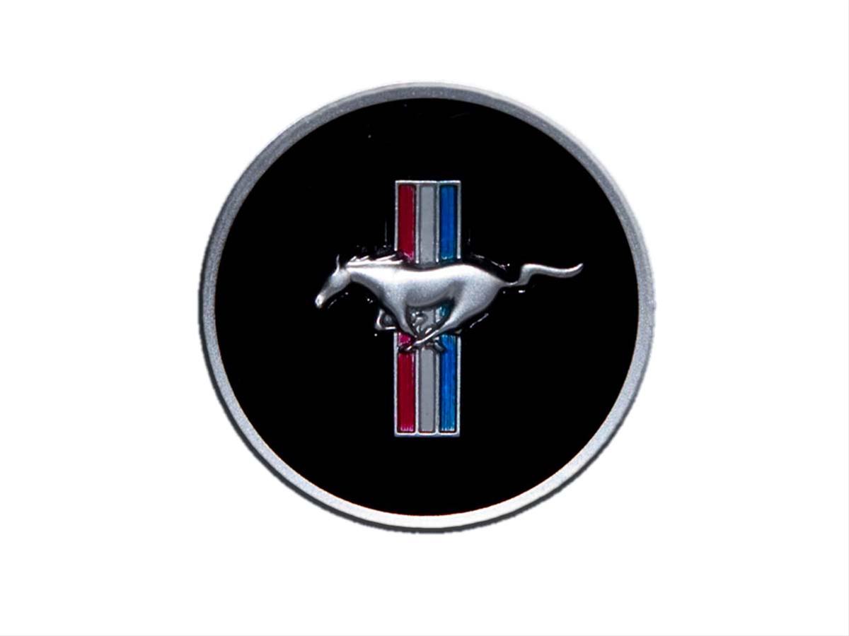 Scott Drake Emblems C8ZZ-3649-AR Emblem, Steering Wheel, Chrome/Red/Black/White/Blue, Running Horse Logo, Ford, Each