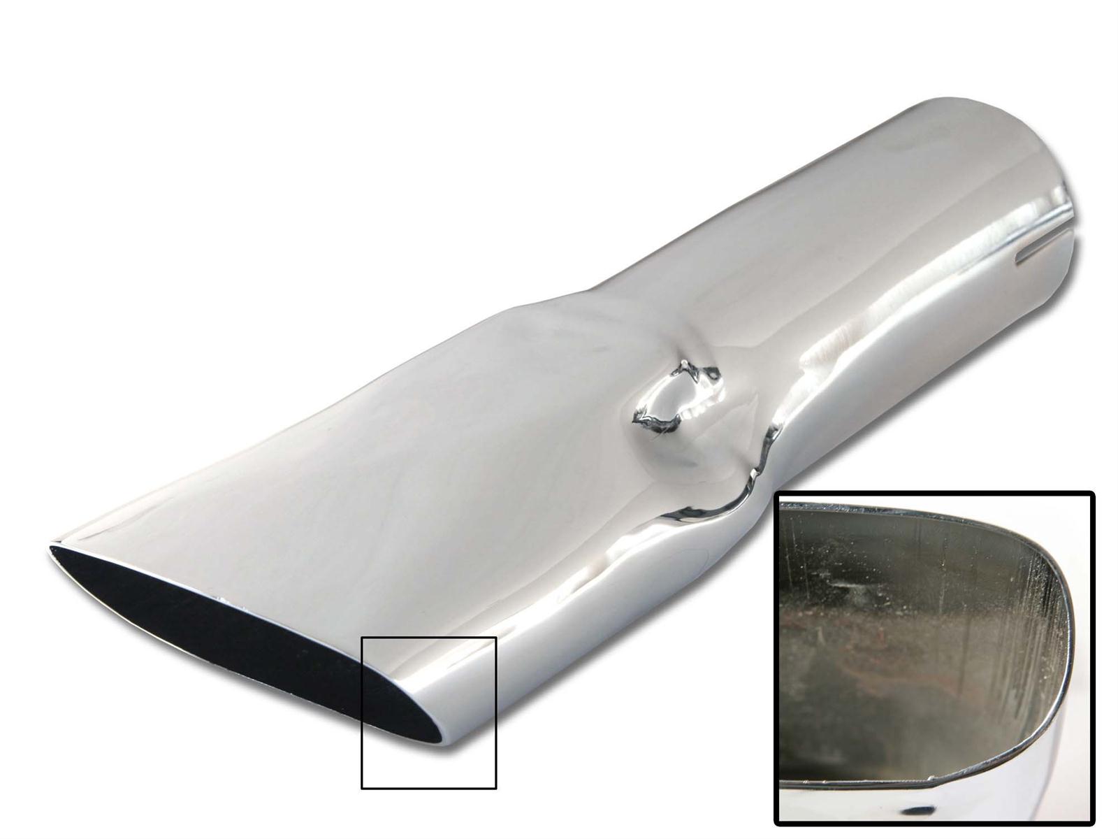 Scott Drake Oval, Polished 2.25 Inch Exhaust Tip D0ZZ-5255-AR Tips, Single, Clamp-on, Stainless Steel, Polished, Slant Cut, Ford, Each