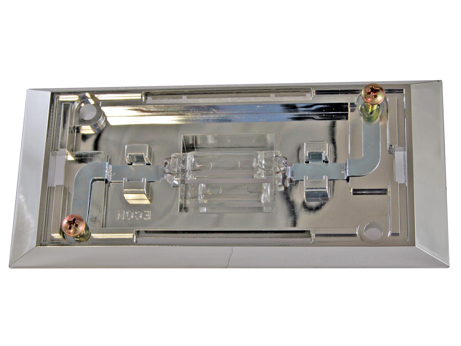Scott Drake Dome Lamp Housings D6UZ-13788-A Interior Light Bases, Housing, Roof Mounted, Lens Not Included, Plastic, Chrome Plated, Ford, Mustang, Each