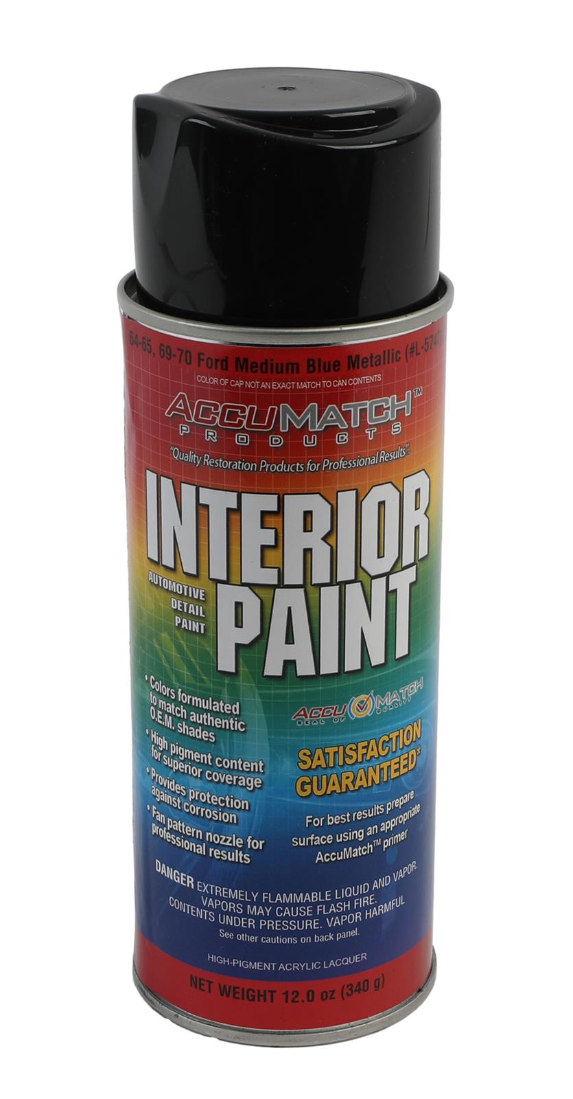 Scott Drake AccuMatch Interior Paint 12 oz. Metallic Blue L-5747 Paint, AccuMatch, Interior, Lacquer, Medium Blue, Metallic, oz., Aerosol, Ford, Each