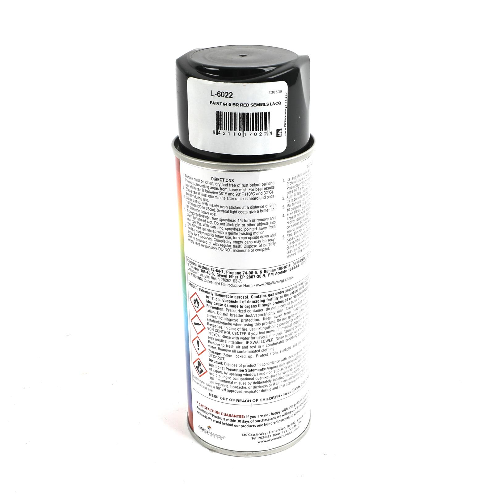 Scott Drake AccuMatch Interior Paint 12 oz. Semi-gloss Red L-6022 Paint, AccuMatch, Interior, Lacquer, Bright Red, Semi-gloss, oz., Aerosol, Ford, Each