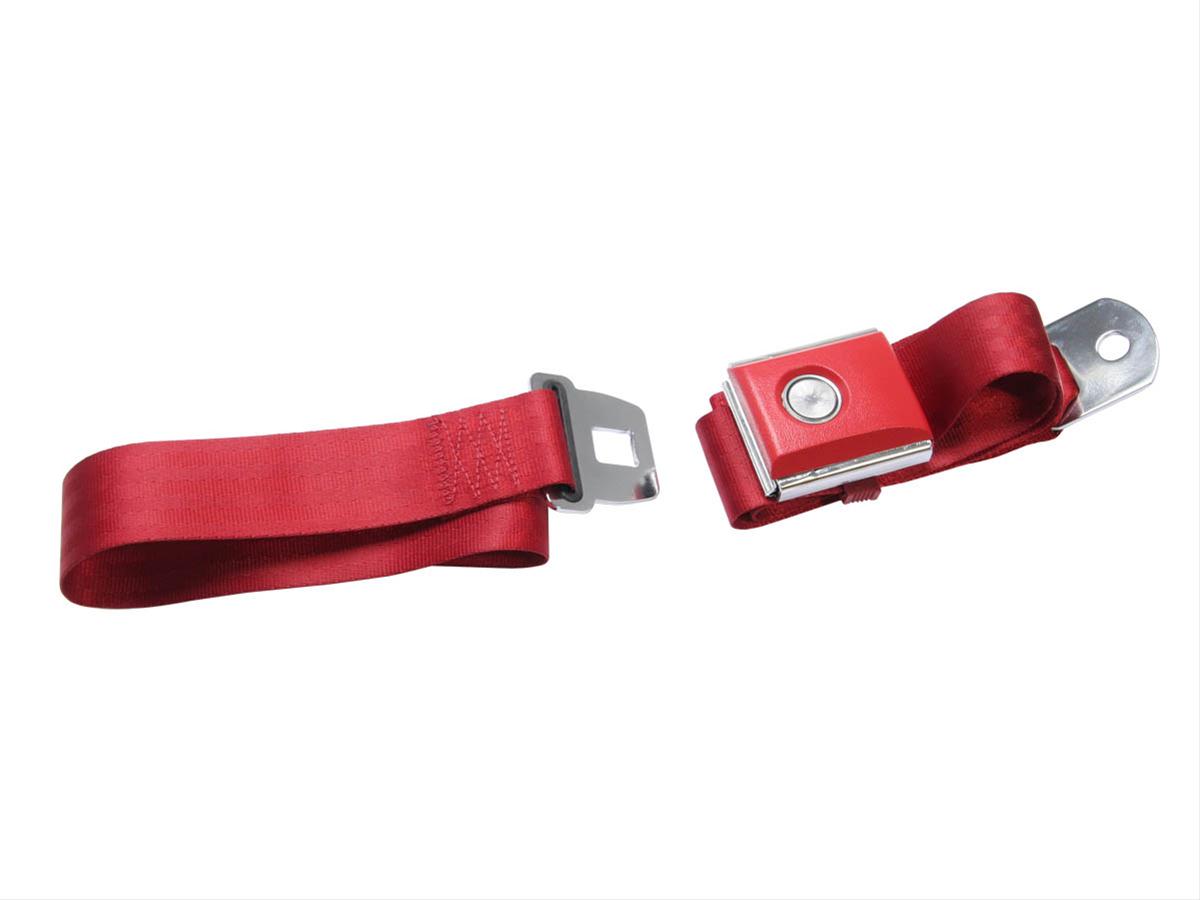 Scott Drake Push Button Seat Belts SB-DR-PBSB Belts, Lap, Button, Dark Red, Ford, Each