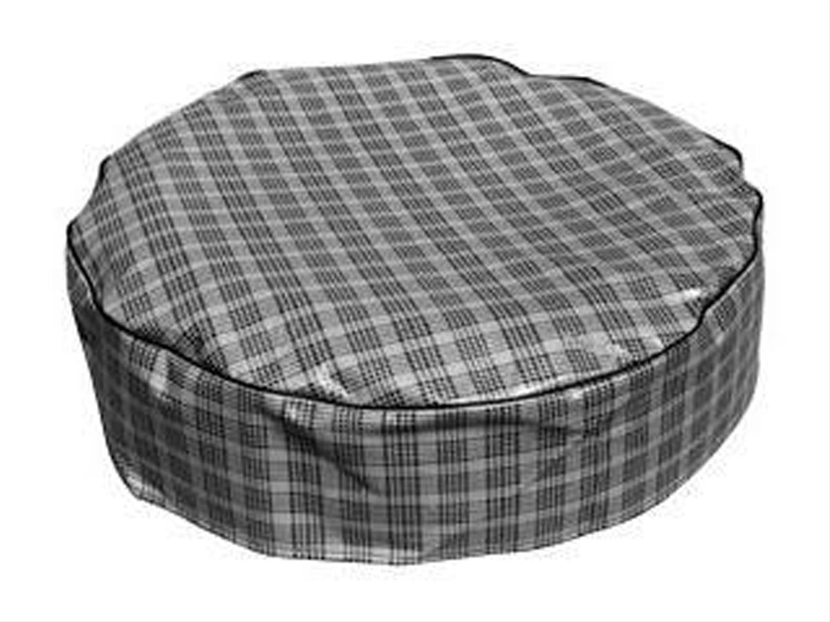 Scott Drake Standard-Duty Spare Tire Covers TC-PLD-14V Cover, Standard Duty, Plaid, Vinyl, Gray/White/Black, Ford, 14 in. Rim, Each