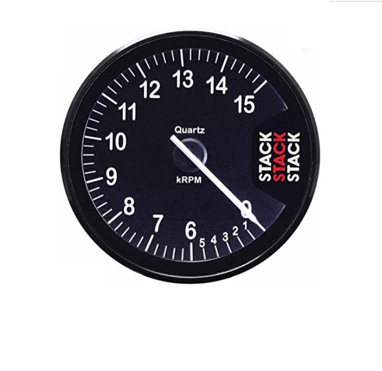 Stack Clubman Tachometers ST200-0615 Tachometer, Clubman, 0-15,000 rpm, 270 degree Sweep, 3 1/8 in. Diameter, Black Gauge Face, Memory Recall, Kit