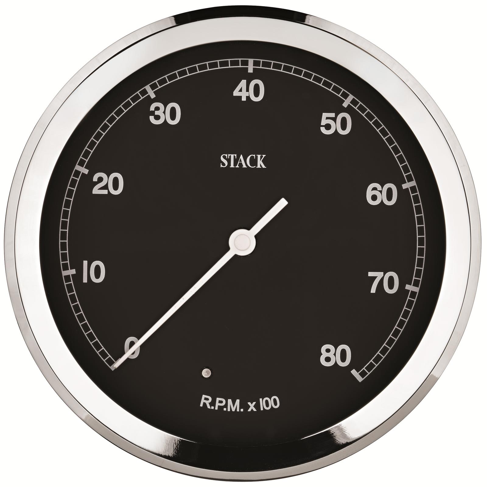 Stack Clubman Classic Tachometers ST230C-08 Tachometer, Clubman, 0-8,000 RPM, 5 in. Diameter, Black Face, Analog, Electrical, Each