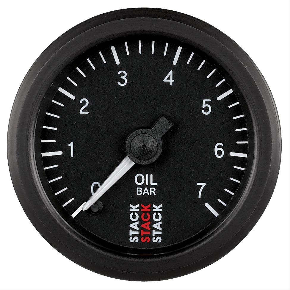 Stack Professional Stepper Motor Analog Gauges ST3301 Gauge, Oil Pressure, 0-7 Bar, 2 1/16 in. Diameter, Black Face, Analog, Electrical, Each