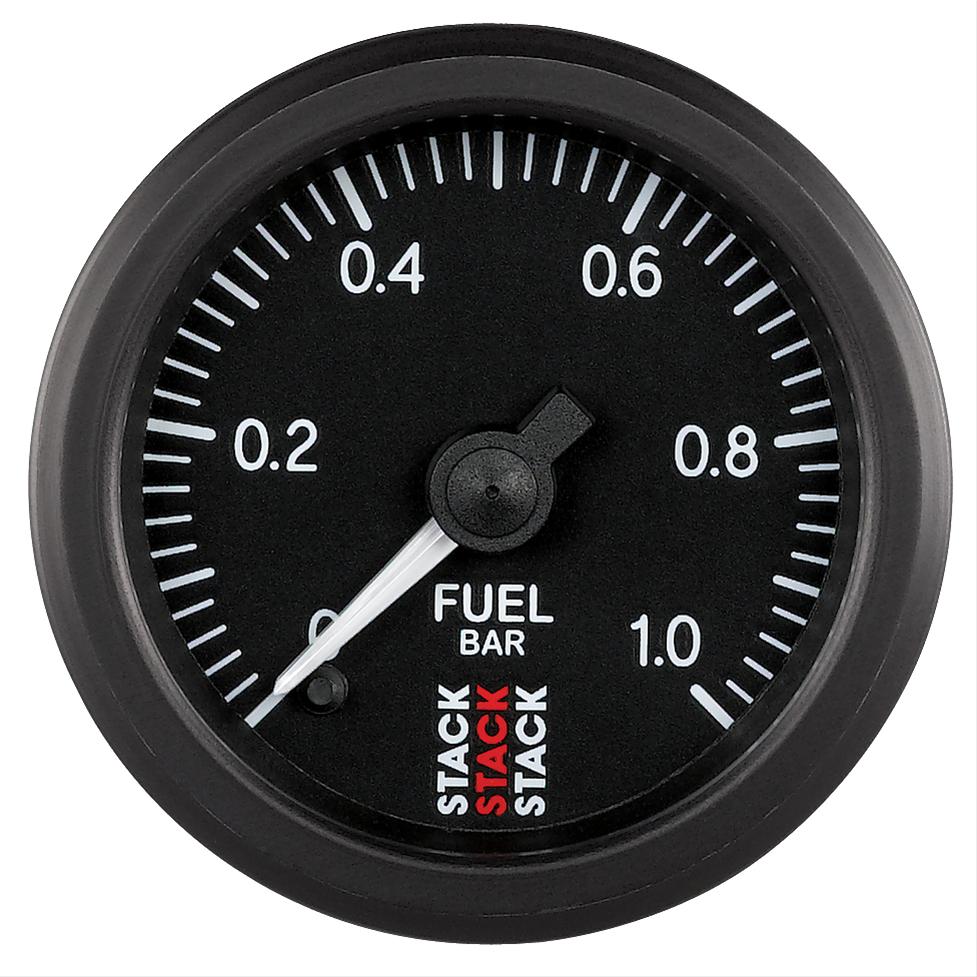 Stack Professional Stepper Motor Analog Gauges ST3303 Fuel Pressure Gauge, Pro Motor, Analog, Electrical, 0-1 Bar, 2 1/16 in. Diameter, Black Face, Each