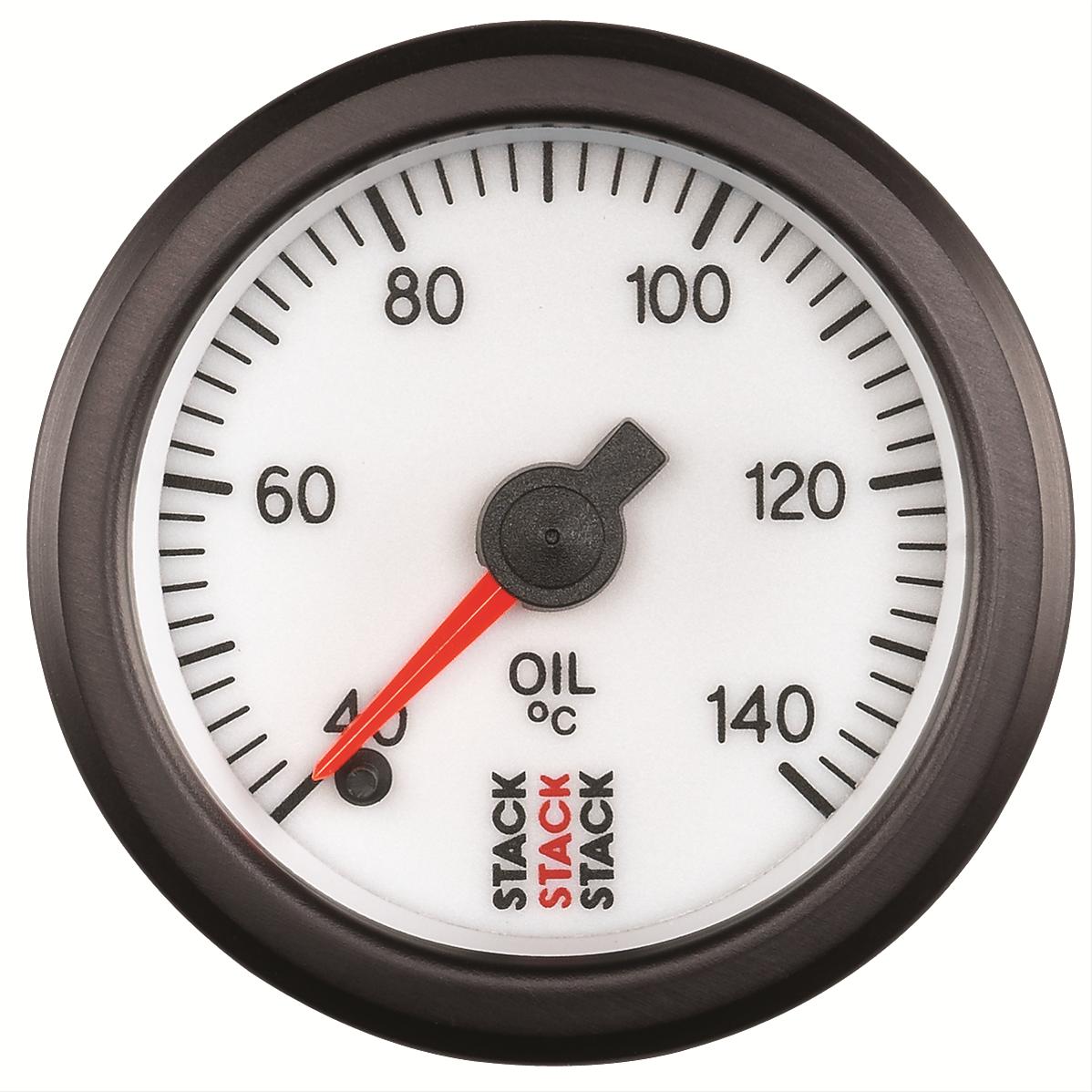 Stack Professional Stepper Motor Analog Gauges ST3359 Oil Temperature Gauge, Pro Motor, Analog, Electrical, 40-140 Degrees C, 2 1/16 in Diameter, White Face