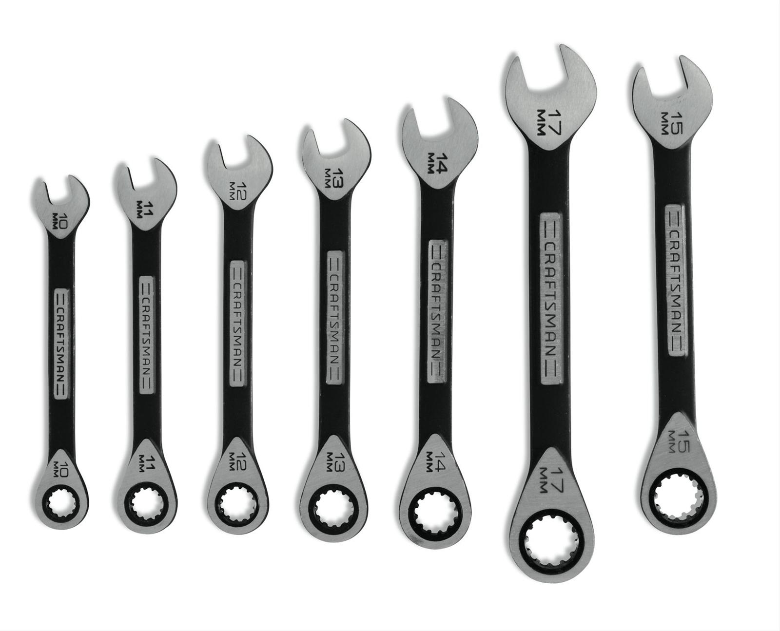 Craftsman Wrenches Ratcheting Combination Steel Black Oxide 10-17mm Set ...