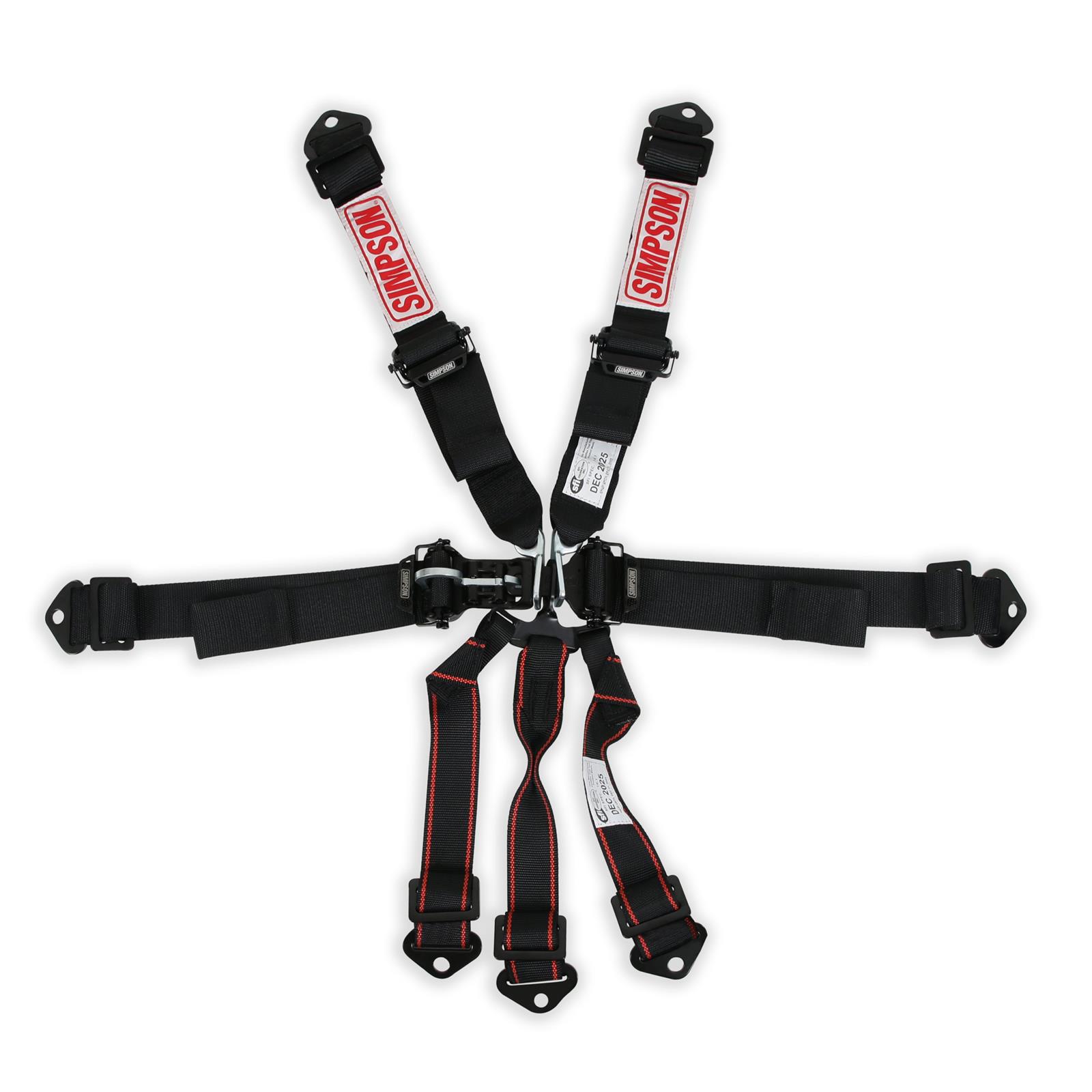 Simpson Double Pull Down Latch and Link SFI 7-Point Harness 12LD7WB Harness, Complete, Latch. 7 Point, 2.00 Should Belt, 2.00 Lap Belt, Individual-Type, Bolt-In, Floor/Roll Bar Mount, Black, Each thumbnail 4
