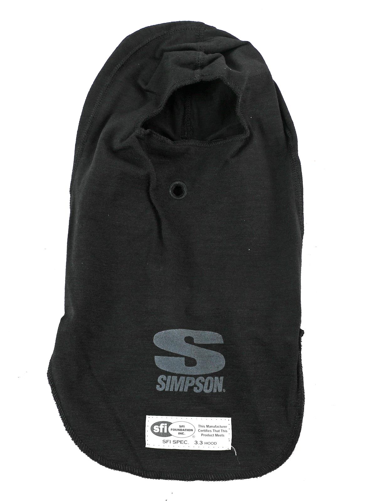 Simpson Pro Fit Balaclavas 23091K Head Socks, Balaclavas, One Layer, Single Eyehole/Mouth Opening, Nomex®, Black, SFI 3.3/1, Each