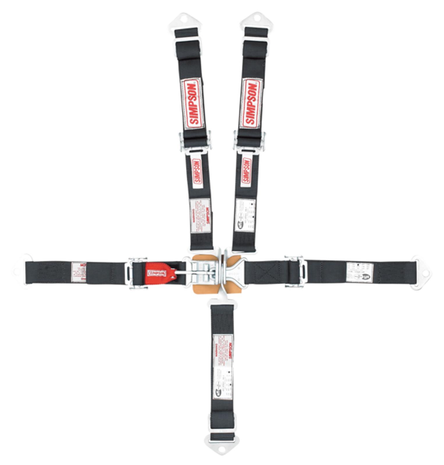 Simpson Racing Harnesses 29023K 5 POINT, L & L, 55", BOLT IN,2 BLACK