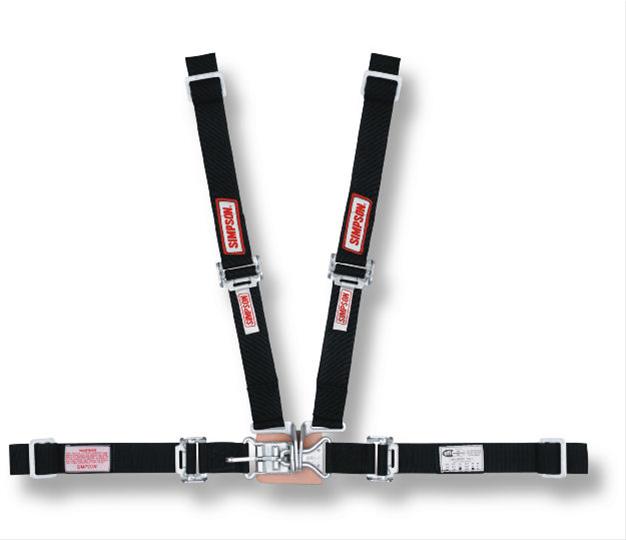 Simpson Quarter Midget Latch & Link 5-Point Harness 29025BK Harness, Midget, Complete, Latch, Wraparound, Roll Bar Mount, Black, Each