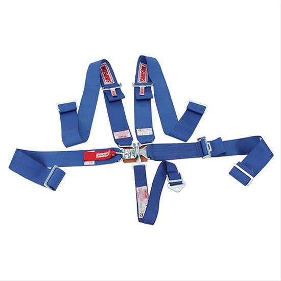 Simpson Latch & Link 5-Point Harness 29066BL Harness, Latch, H-type Complete Style, 5-point, Polyester, Blue, Floor Mounting, SFI 16.1, Each