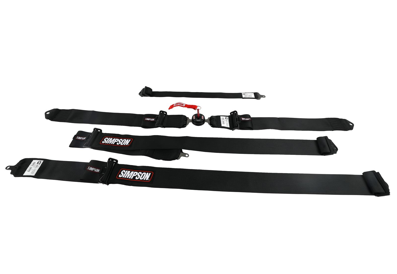 Simpson Camlock 5-Point Harness 29110BKL1X Harness, Complete, 5-Point, Camlock, Lever-Style, Individual-Type, Bolt-In, Black, Black Hardware, Each