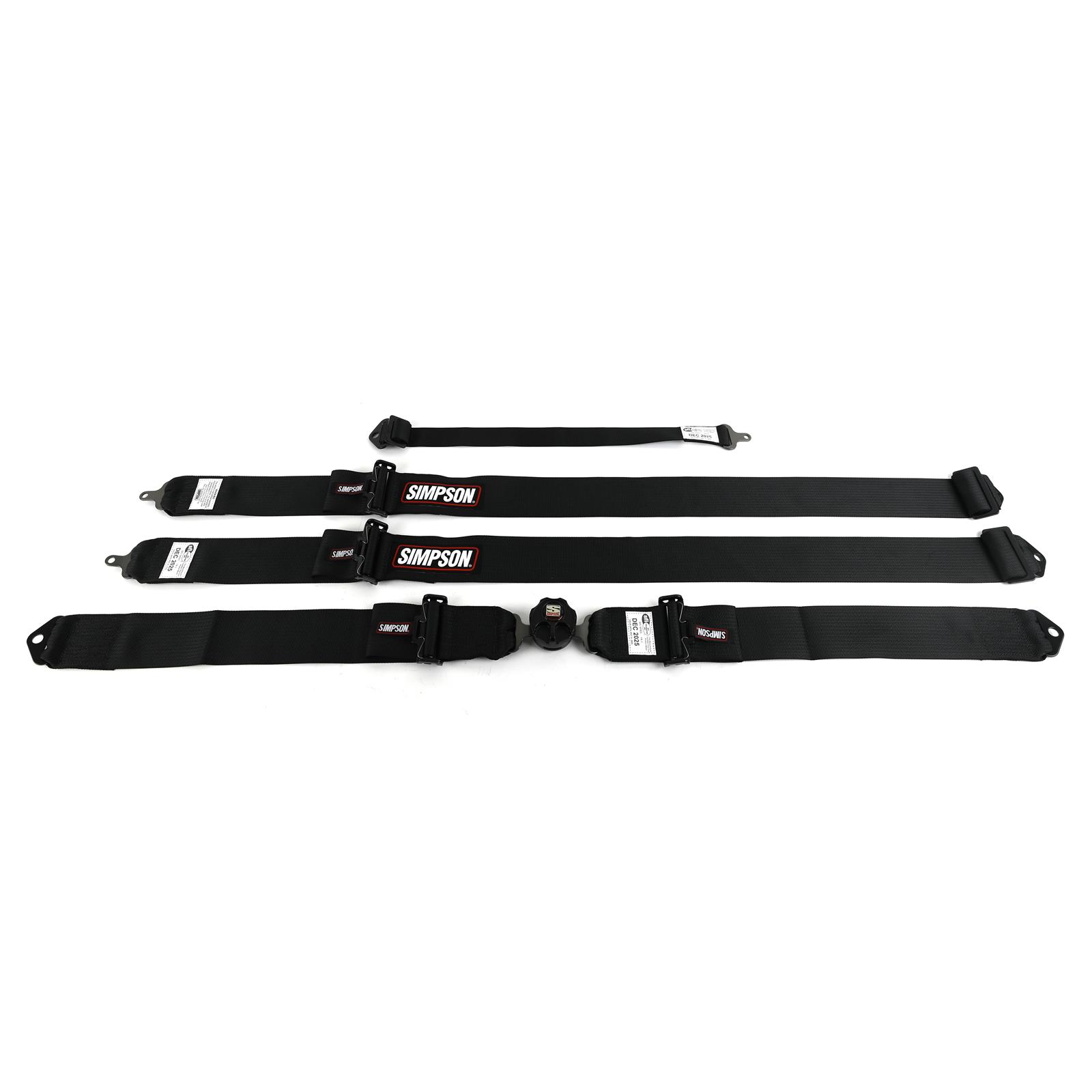 Simpson Black Series 5-Point Harness 29110BKR1X Harness, Complete, Camlock, Individual-Type, Bolt-In, Floor Mount, Black, Hardware, Each