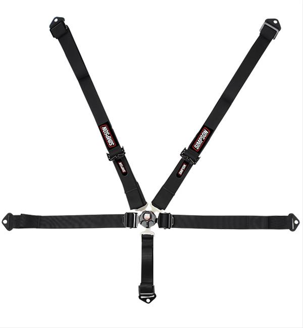 Simpson Camlock 5-Point Harness 29400BKR1X Racing Harnesses, Camlock, SFI 16.1, 5-Point, Complete Harness, Black, Pull Down Adjustment, Polyester, Each