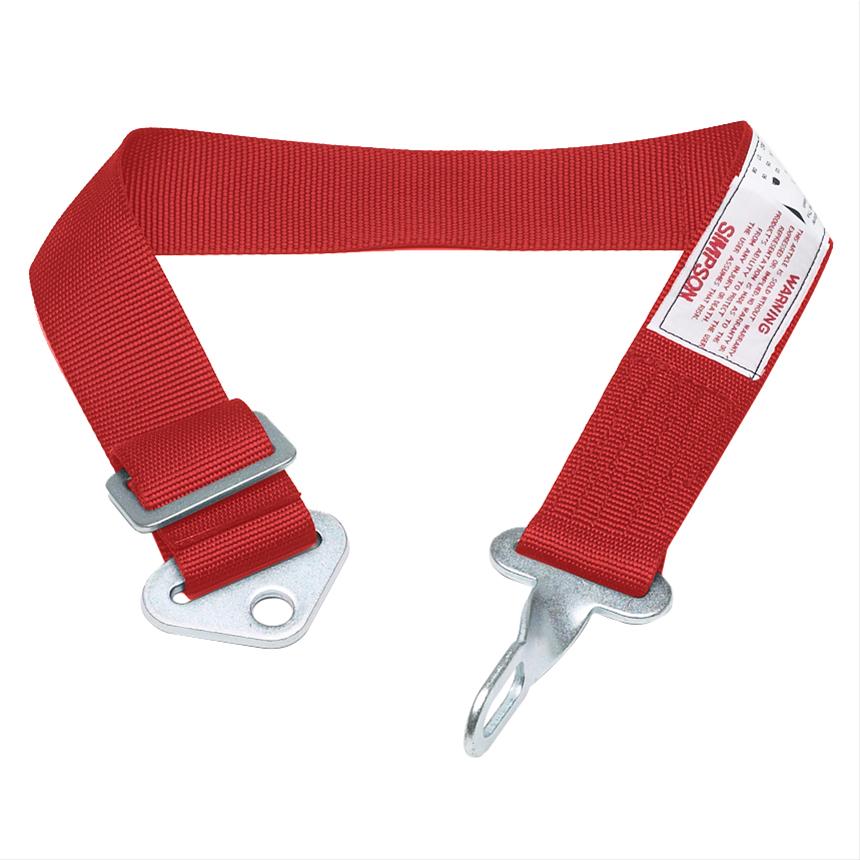 Simpson Latch-Type Anti-Submarine Belts 1-Point Harness 31012R Harness, Submarine Belt, Latch, Bolt-In, Floor Mount, Red, Each