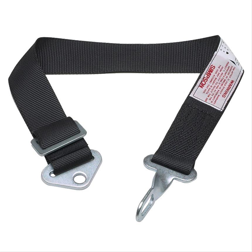 Simpson Camlock Anti-Submarine Belts 1-Point Harness 34013BK Harness, Submarine Belt, Camlock, Clip-In, Floor Mount, Black, Each