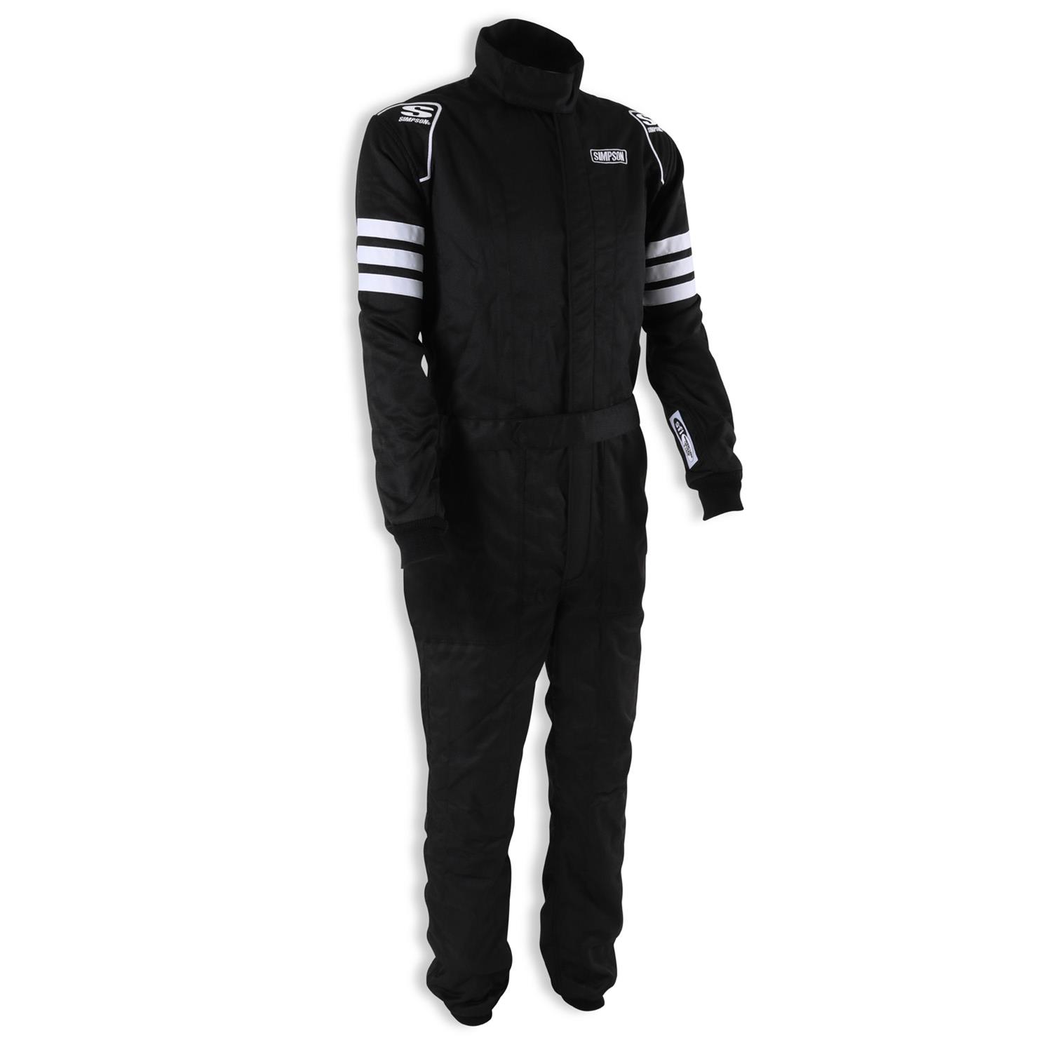 Simpson Racing Classic SFI-5 Driving Suits C402111 Suits, SFI, Men's Small, Two Layer, One-Piece, Nomex®, Black with White Stripes, SFI 3.2A/5, Each thumbnail 5
