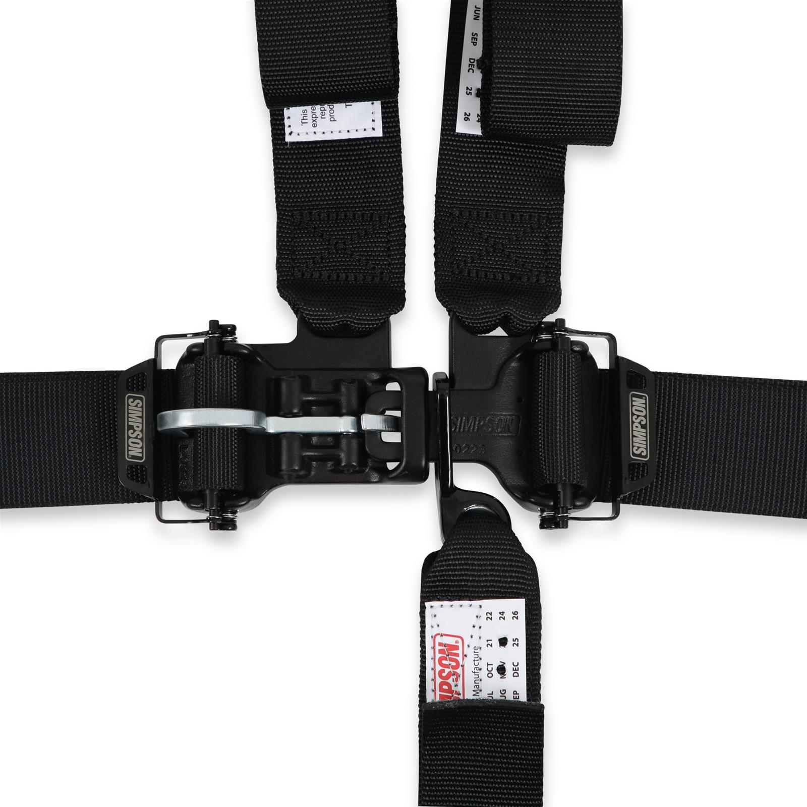 Simpson Latch & Link Off-Road 5-Point Harness D2LD5WCP Racing Harness, Restraint, 5-point, Polyester, 2 in., Clip-In, Black, Pull Down, Pads, Each