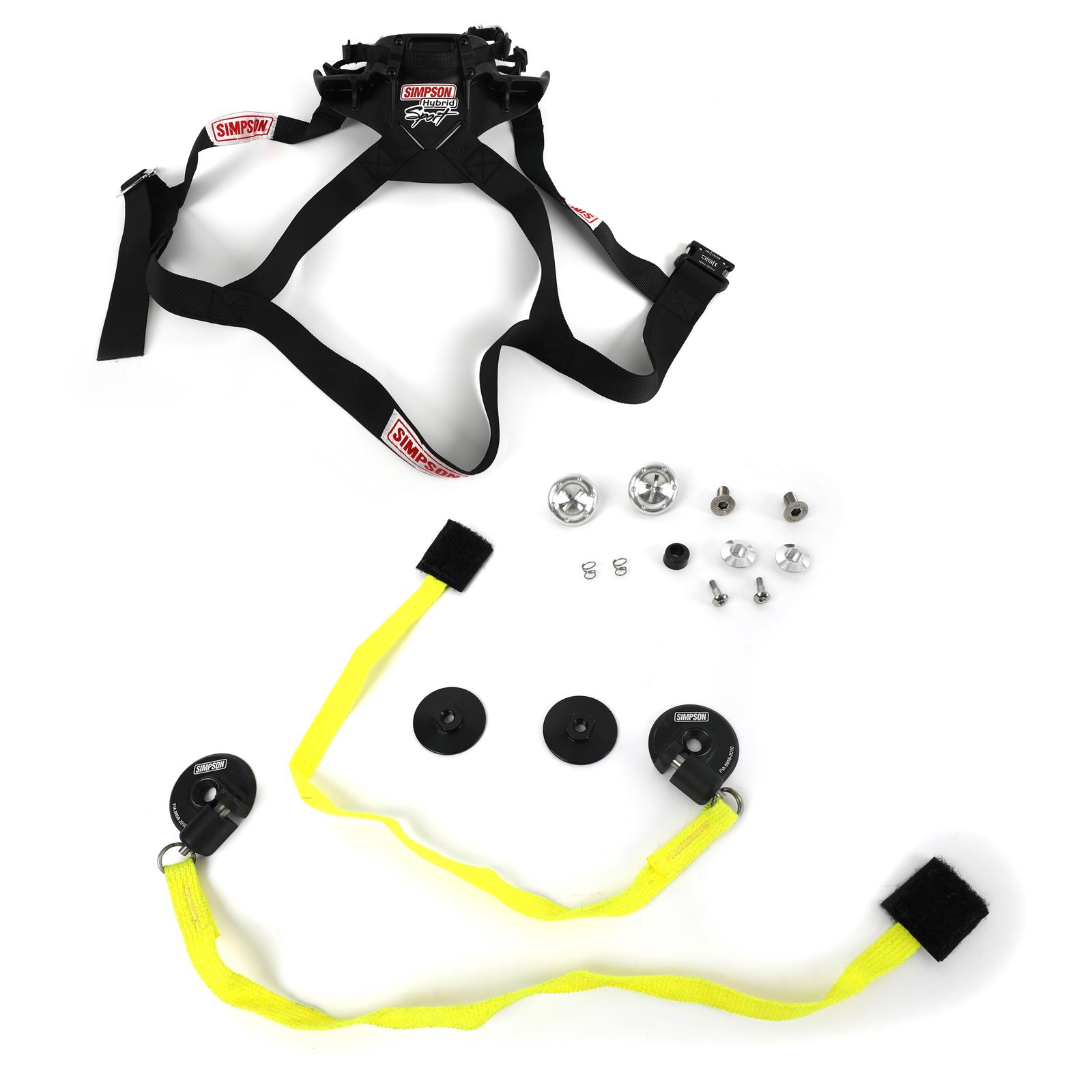 Simpson Hybrid Sport Restraints HSLRG11M61 Head and Neck Restraint Systems, Restraints, Sliding Tether and Dual End Tether, Post Anchor, SFI 38.1, Large, Each