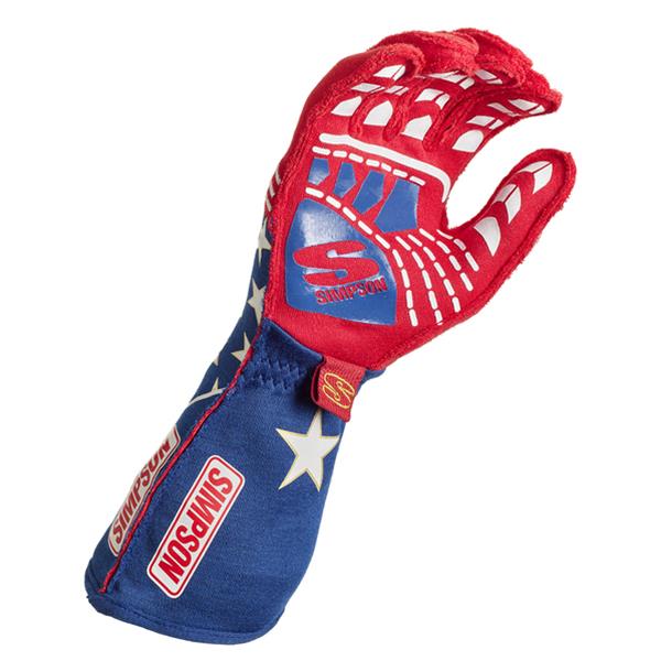 Simpson Drag Racing Liberty Driving Gloves LGXF Gloves, Liberty, Single Layer, Nomex®, Red/White/Blue, SFI 3.3/5, X-Large, Pair