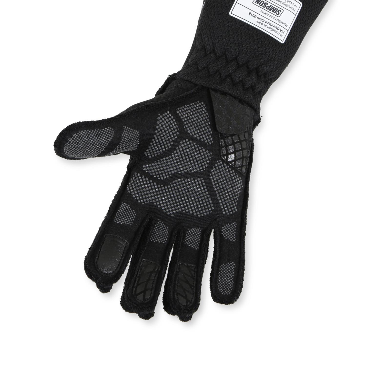 Simpson Magnata Racing Gloves MGXR Driving Gloves, Gloves, One Layer, Nomex®, Black/Red, FIA 8856-2018, SFI 3.5/5, X-Large, Pair thumbnail 4