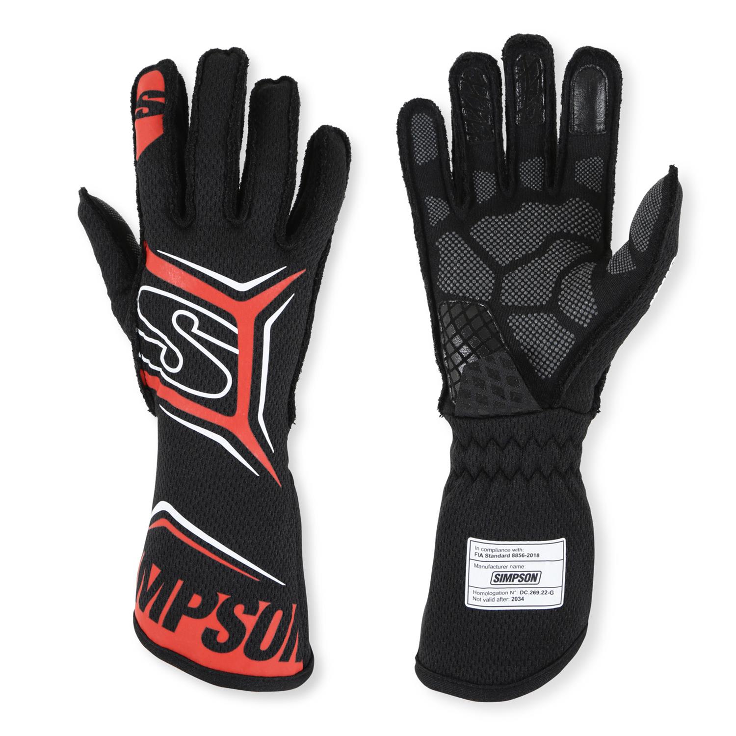 Simpson Magnata Racing Gloves MGXR Driving Gloves, Gloves, One Layer, Nomex®, Black/Red, FIA 8856-2018, SFI 3.5/5, X-Large, Pair thumbnail 2