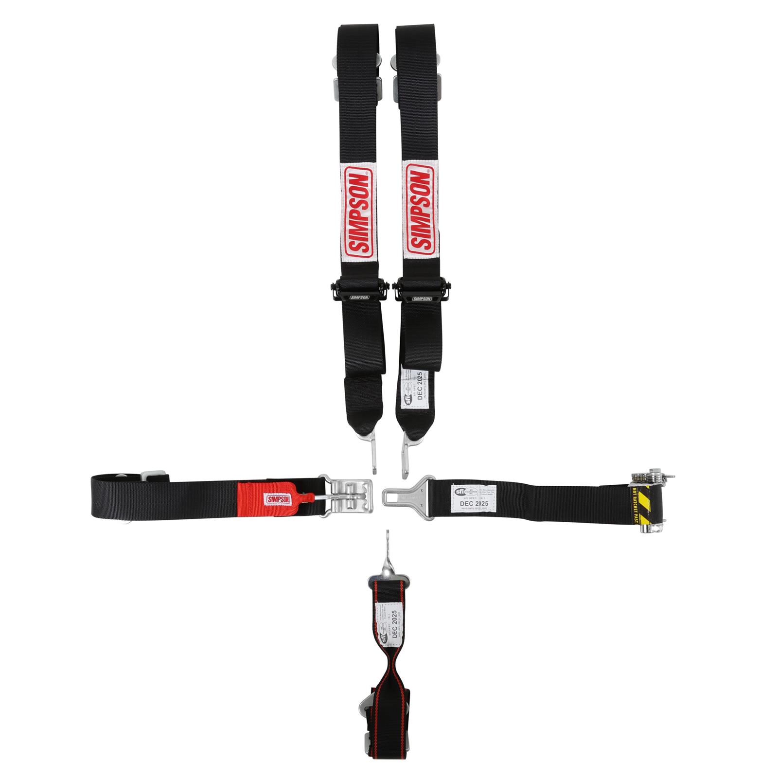 Simpson Ratchet 5-Point Harness SB51204-2IN Harness, Complete, Latch, Individual-Type, Ratchet, Bolt-In, Floor/Roll Bar Mount, 2 in., Black, Each thumbnail 8