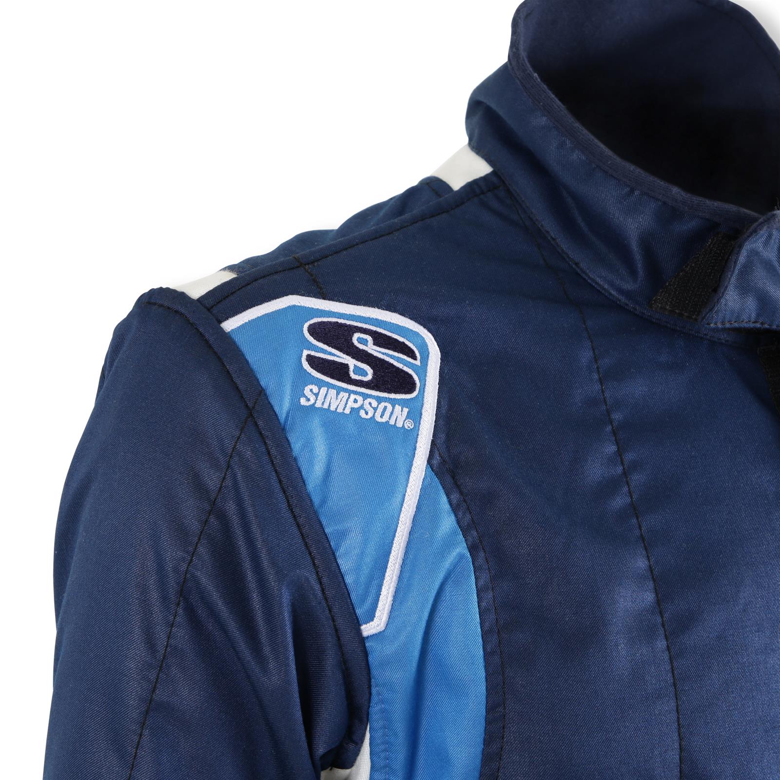 Simpson Supercoil Racing Suits SC04401 Driving Suit, Supercoil, One-piece, Double Layer, Nomex, Navy/Bush Blue/White, SFI 3.2A/5, Men's X-Large, Each