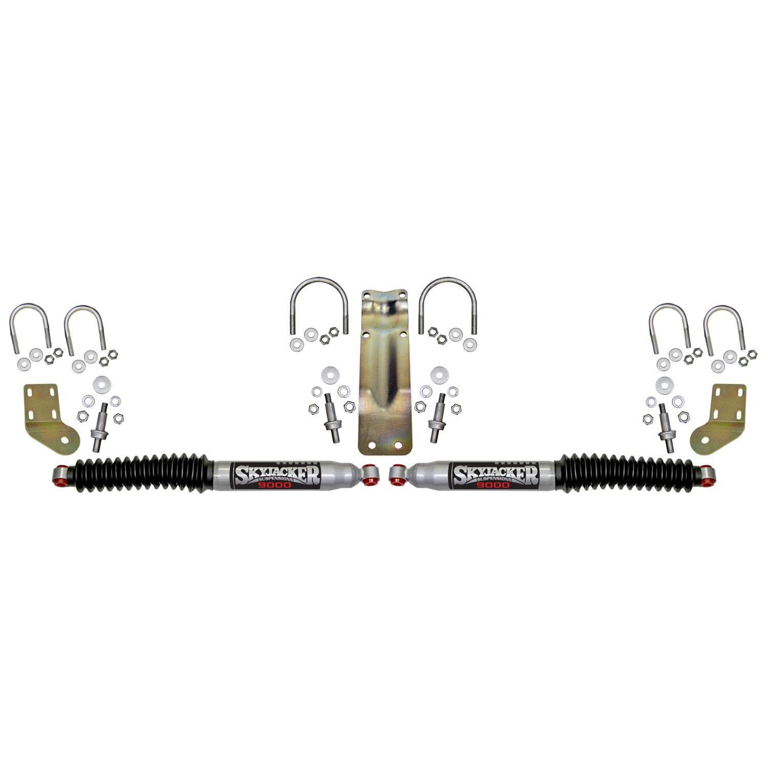 Skyjacker Suspensions - Steering Stabilizers for 2005-2023 F-250 SUPER DUTY, F-350 DUTY 9253 Damper Kit, DUAL STAB KT,SILVER W/BK BO