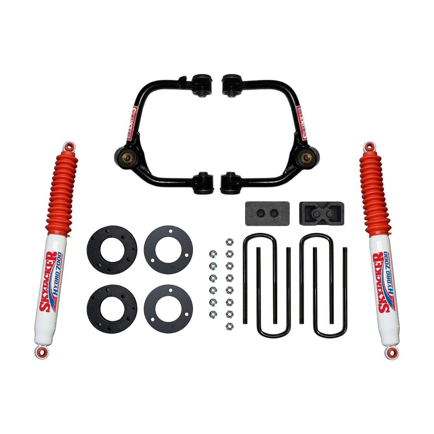 Skyjacker Suspension Lift Kits for 2021 F-150 - F2130PH Lift, Upper Control Arm, Rear Leaf Blocks, 3 in. Lift, Hydro 7000 Series Rear Shocks, Ford, Kit