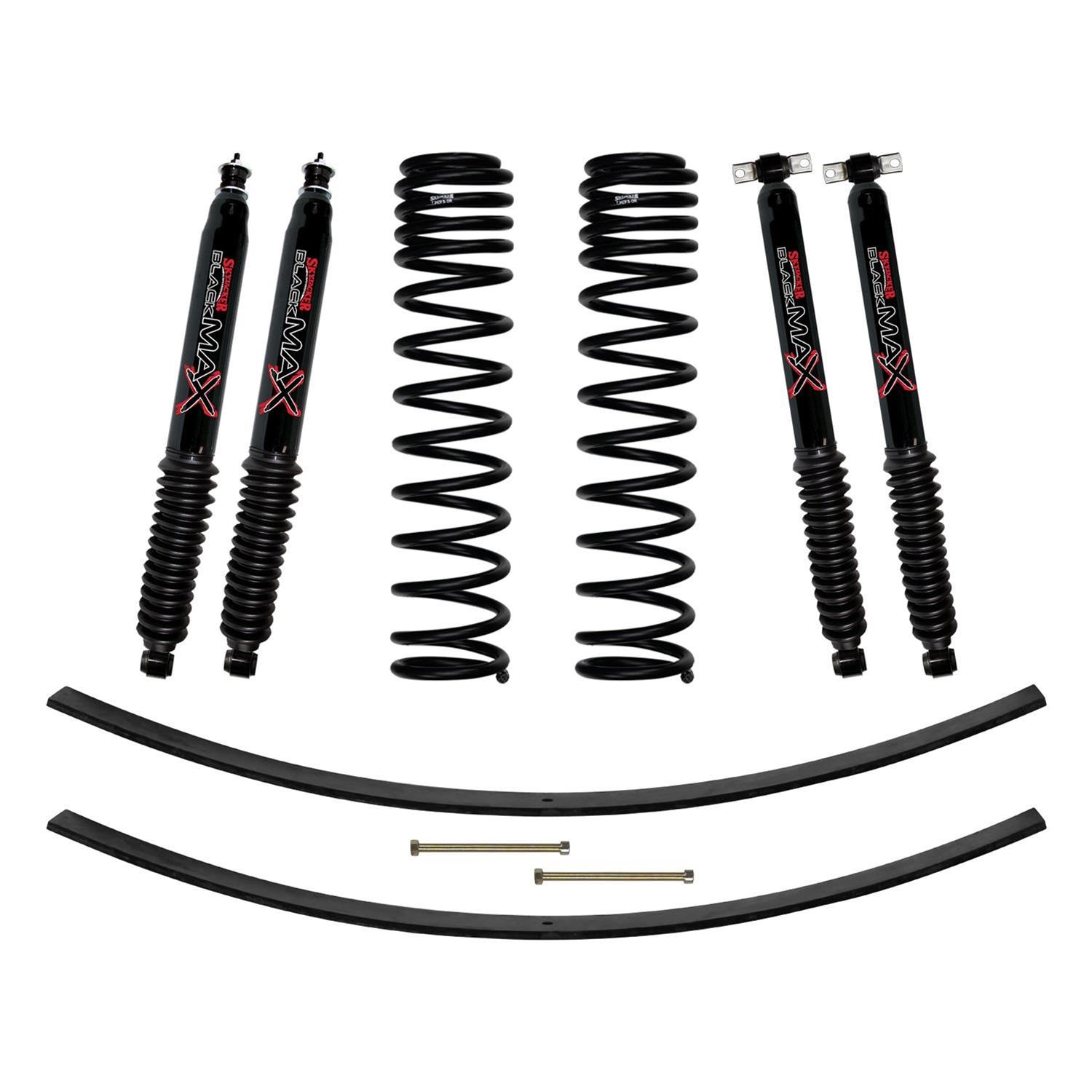 Skyjacker Jeep XJ 3in FR Dual Rate Long Coil Suspension Lift Kit w/RR Add-A-Leaf/Black Max Shocks