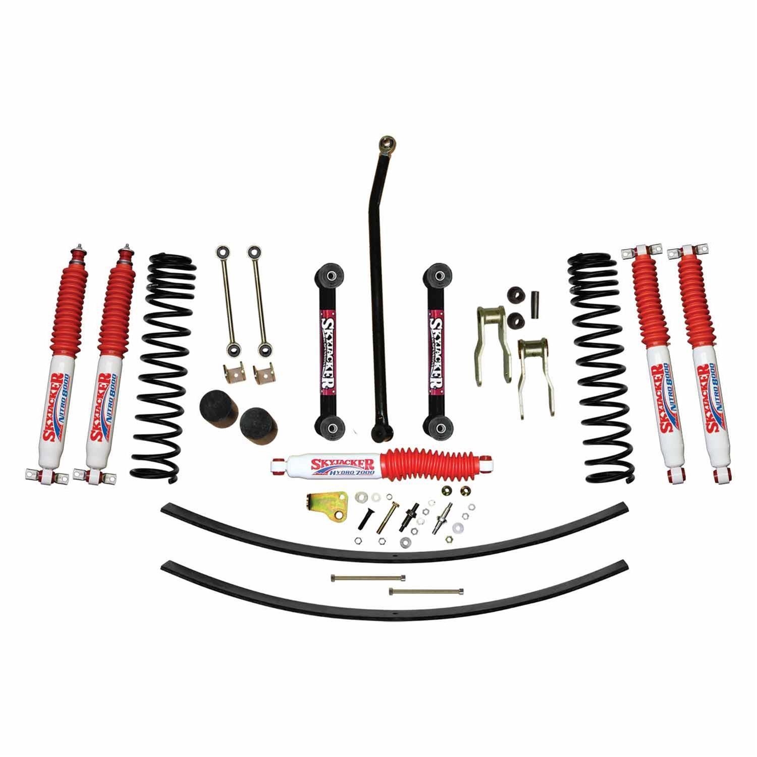 Skyjacker 84-01 Jeep XJ 4.5in Front Dual Rate Long Travel Coil Suspension Kit w/ Nitro 8000 Shocks (1x skyR3136, 1x skyJC45FDR, 1x skyJC45N)