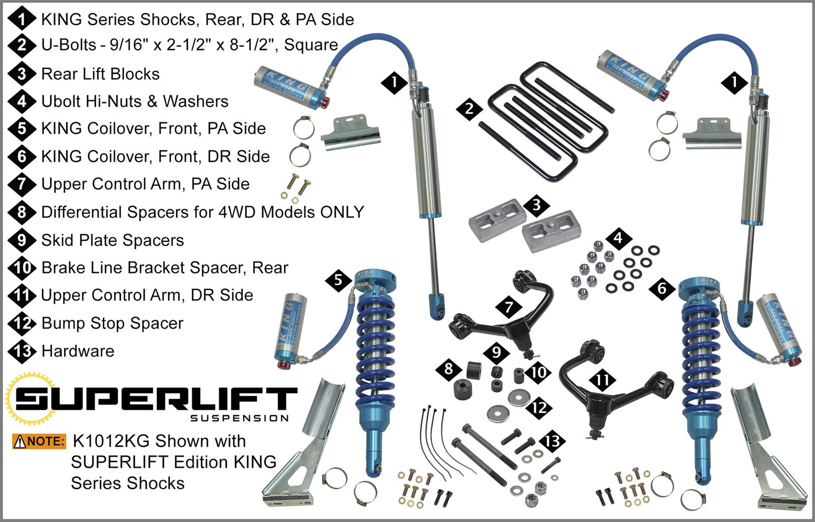 Superlift Suspension K1012KG Superlift Rockrunner Suspension Lift Kits