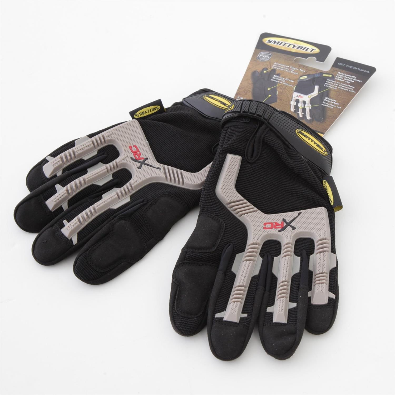 Smittybilt Trail Gloves S/B1505 Gloves, Trail, One Layer, Nylon/Synthetic Leather, Black/Gray, X-Large, Pair thumbnail 2