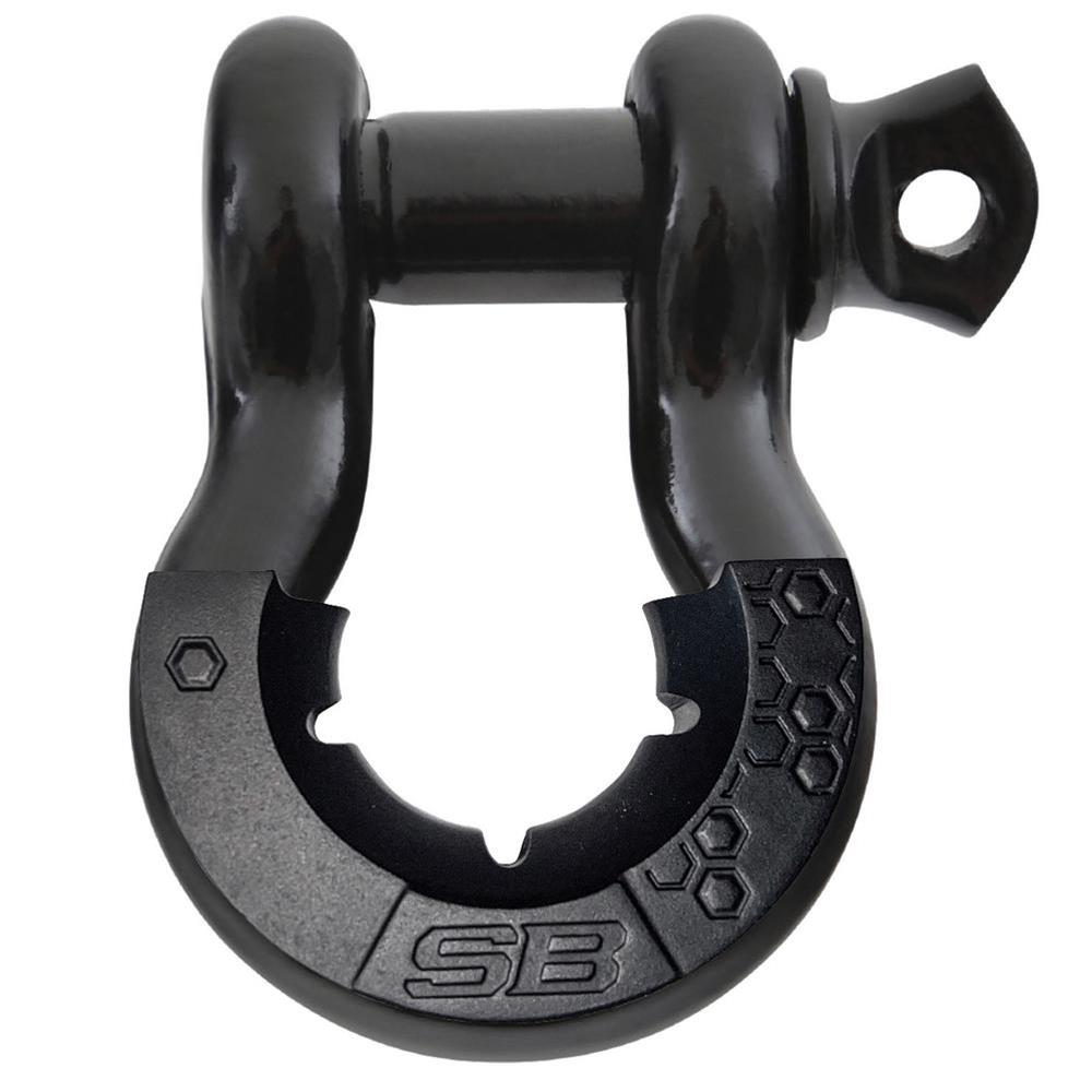 Smittybilt D-Ring Shackles with Isolator 23047B Bow Shackle Isolator, Steel, Gloss Black, 0.750 in. Shackle, 9,500 lbs. Rating, Each